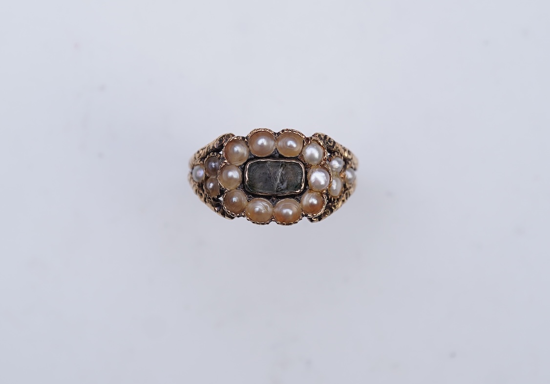 A Regency pearl mourning ring, circa 1824